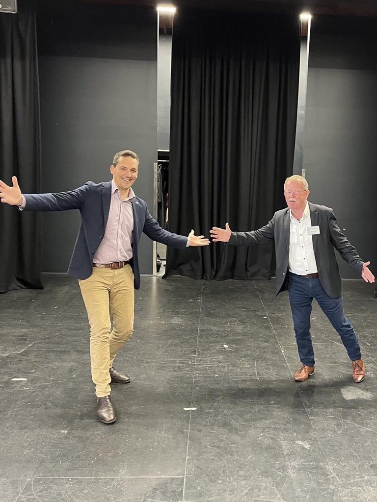 SA Education Minister Blair Boyer and Local Government Minister Geoff Brock doing their best impression of Fred Astaire and Gene Kelly.