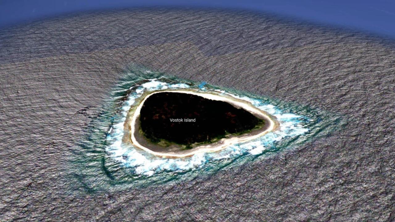 Vostok Island on Google Maps Tiny Pacific Ocean land mass sparks