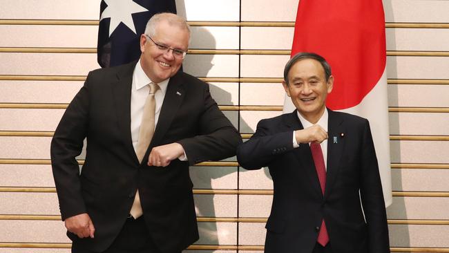 Prime Minister Scott Morrison officially meets Prime Minister of Japan Hon. Yoshihide Suga in Tokyo. Picture: Adam Taylor