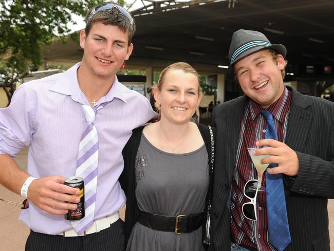 Kurt Stephens, Gemma Lomax and Colin Dixon at the 2011 Townsville Ladies Day Races held at the Cluden Racetrack.