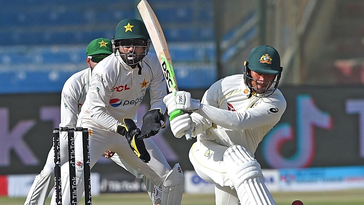 Usman Khwaja was unstoppable on Day 1 of the second Test. (Photo by Rizwan TABASSUM / AFP)