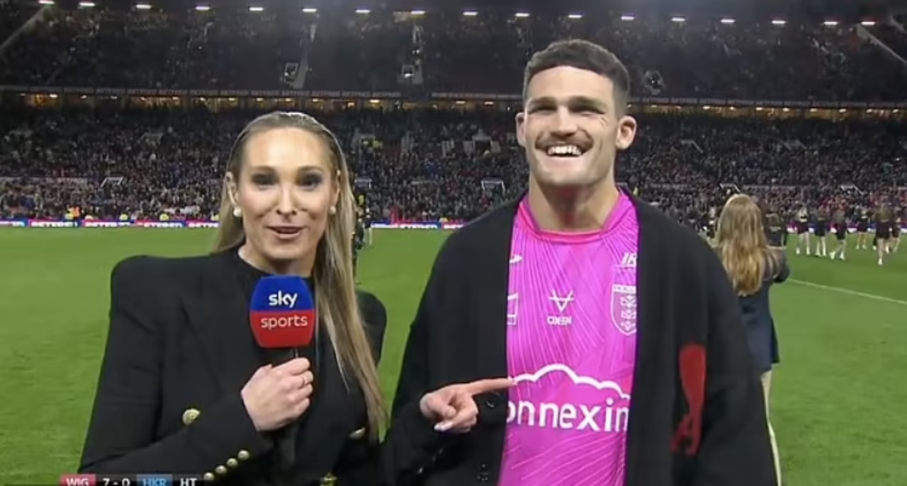 Nathan Cleary popped up at half time. Photo: Sky Sports.