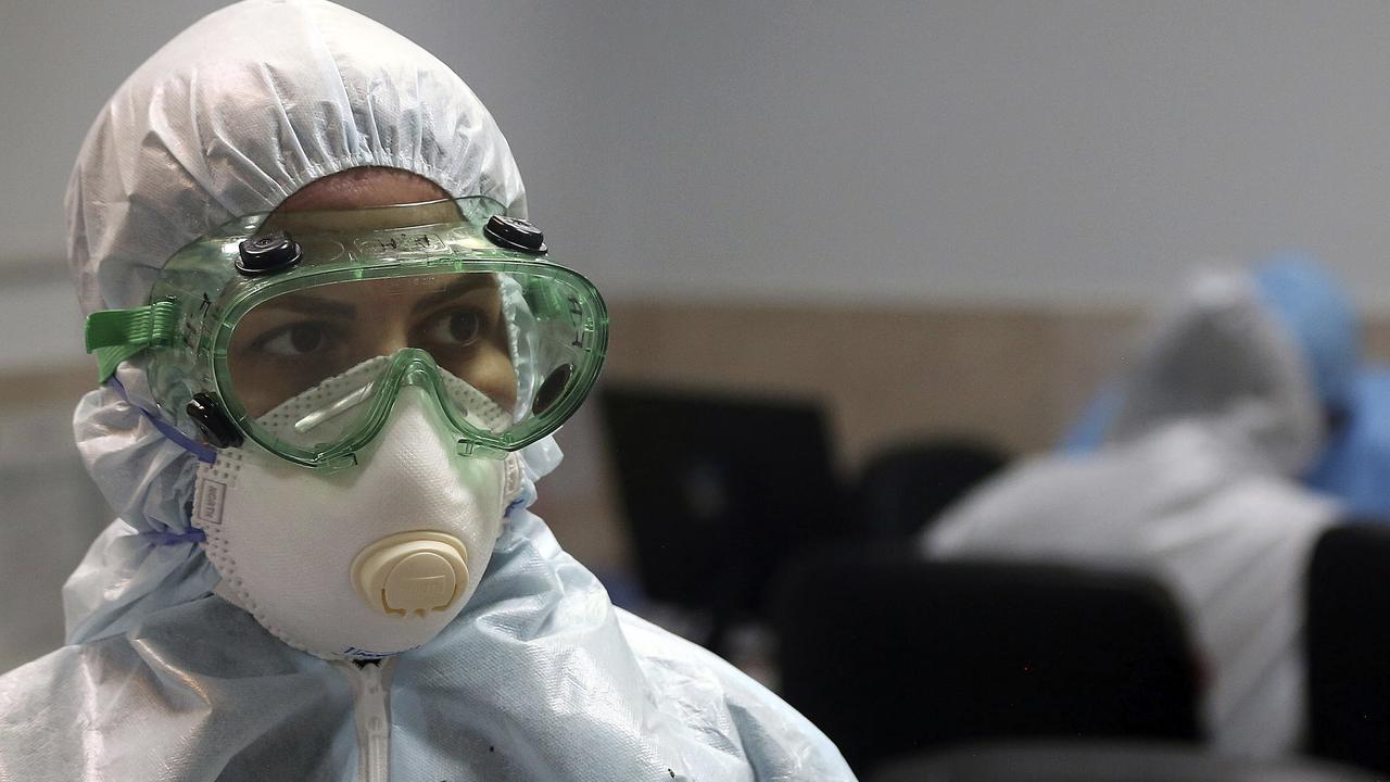 A nurse wears protective gear in a ward dedicated for people infected with coronavirus, at a hospital in Tehran, Iran. Picture: AP/Mohammad Ghadamali