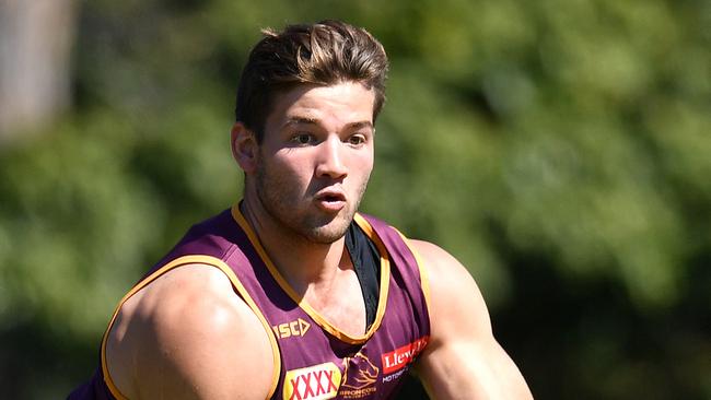 Patrick Carrigan in action during Brisbane Broncos training at Clive Berghofer Field in Brisbane, Thursday, September 5, 2019. The Broncos are playing the Bulldogs in their round 25 NRL clash in Sydney on Saturday night. (AAP Image/Darren England) NO ARCHIVING