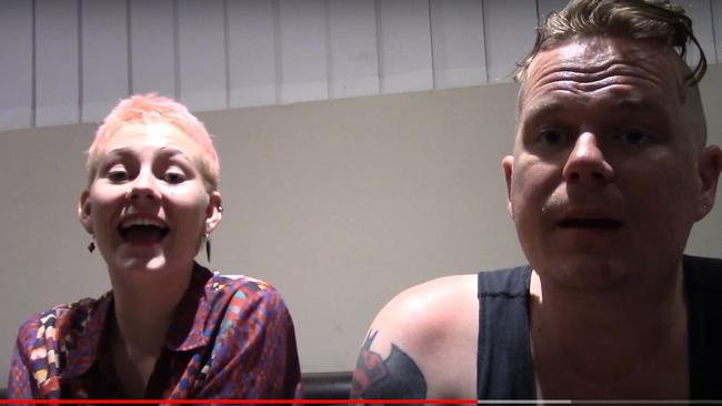 Caitlin Cooper (left) and Dean Fletcher have pleaded guilty to trespassing at Prime Minister Scott Morrison's private home in Dolans Bay in January 2020. Picture: YouTube