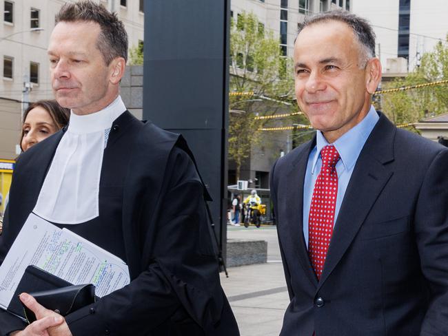 MELBOURNE, AUSTRALIA - Newswire Photos September 20, 2024: Victoria Liberal Leader John Pesutto arrives at the Melbourne federal court with his barrister Matthew Collins KC as his defamation battle continues with Moira Deeming. Picture: NewsWire / Aaron Francis