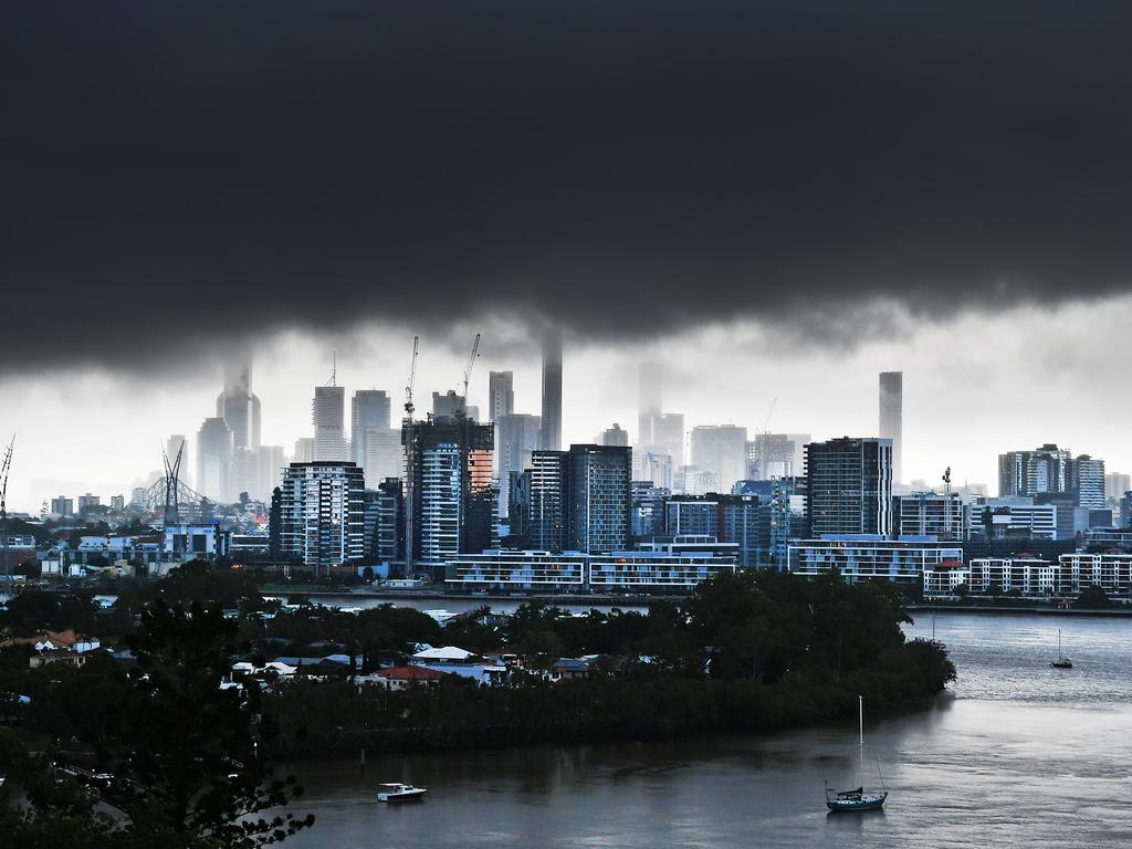 A storm over Brisbane on Sunday. Picture: John Gass