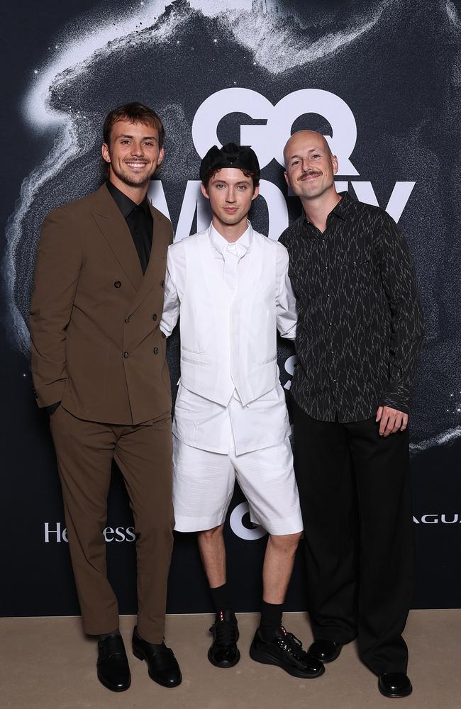 Siblings: Tyde Levi, Troye Sivan and Steele Mellet attend the GQ Australia Men Of The Year Awards in association with BOSS at Bondi Pavilion in December, 2023. Photo: Brendon Thorne/Getty Images for GQ Australia