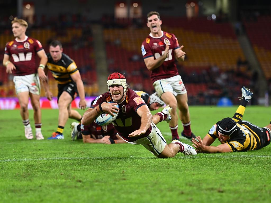 Fraser McReight starred in the Reds’ win over the Force. Picture: Albert Perez/Getty Images