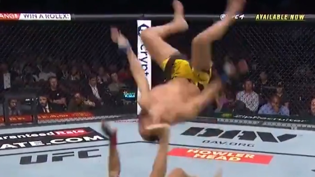 Michel Pereira flipped in his fight.