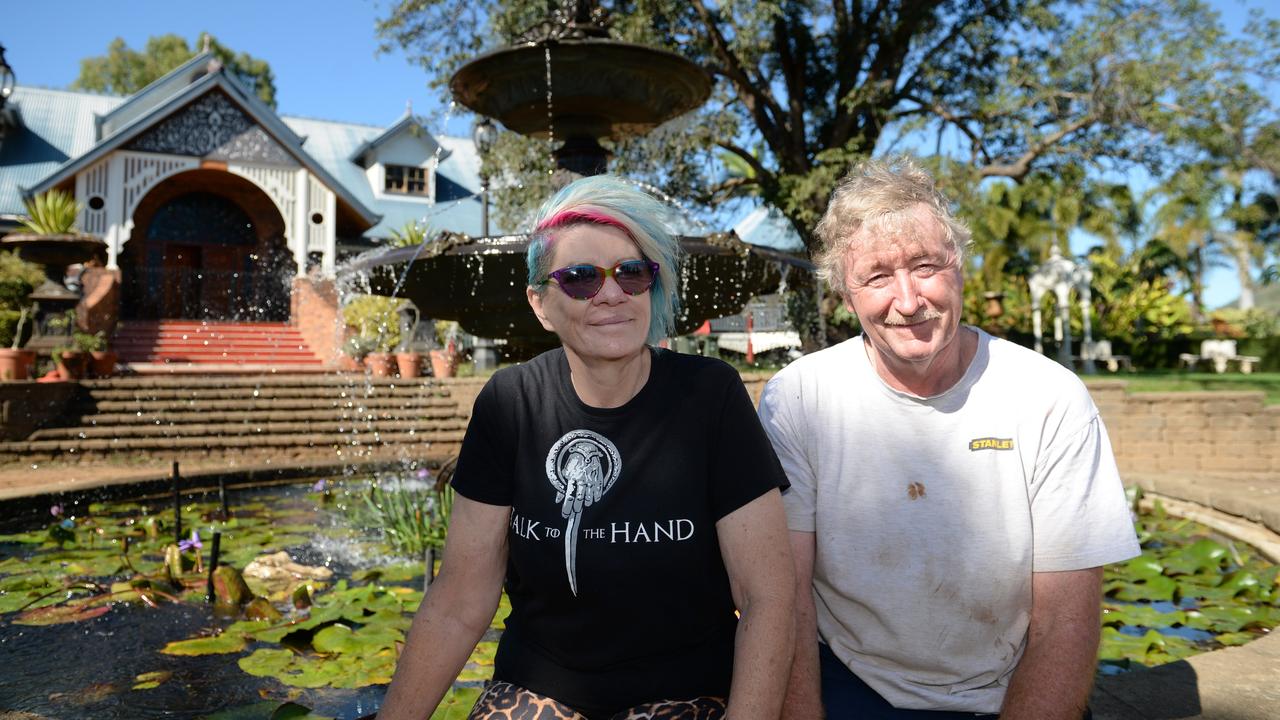 Carol and Ross Mylrea in their garden. Photo Allan Reinikka / The Morning Bulletin