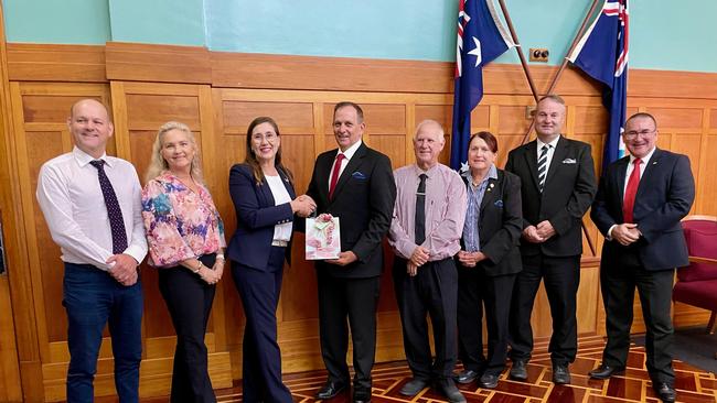 Councillor Shane Latcham (second from right) with Mayor Tony Williams (middle) and fellow councillors, Grant Mathers, Cherie Rutherford, Donna Kirkland, Neil Fisher, Ellen Smith and Drew Wickerson at the final meeting of the council term in March 2023.