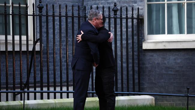 British Prime Minister Sir Keir Starmer welcomes Ukrainian President Volodymyr Zelensky to 10 Downing Street. Picture: Getty