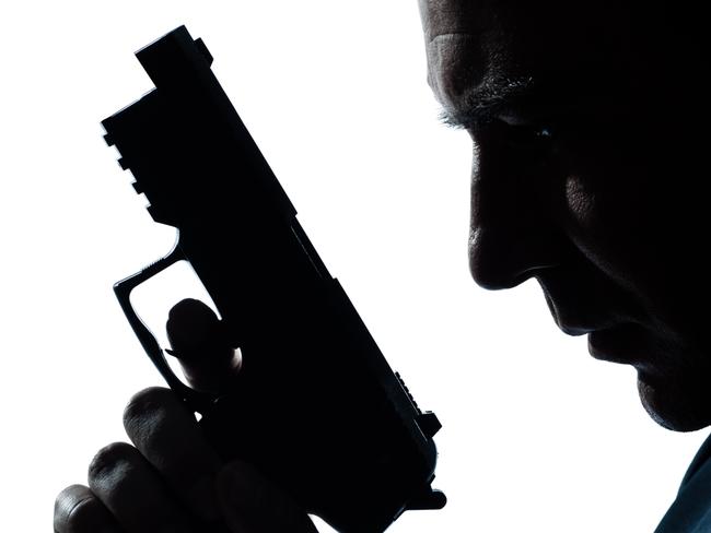 silhouette man portrait with gun