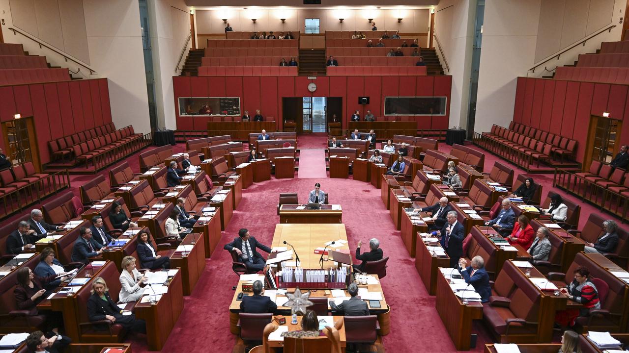 Labor’s attempt to fast-track the senate vote to pass the legislation on the CFMEU was voted down 41 noes to 23 ayes. Picture: NewsWire/ Martin Ollman