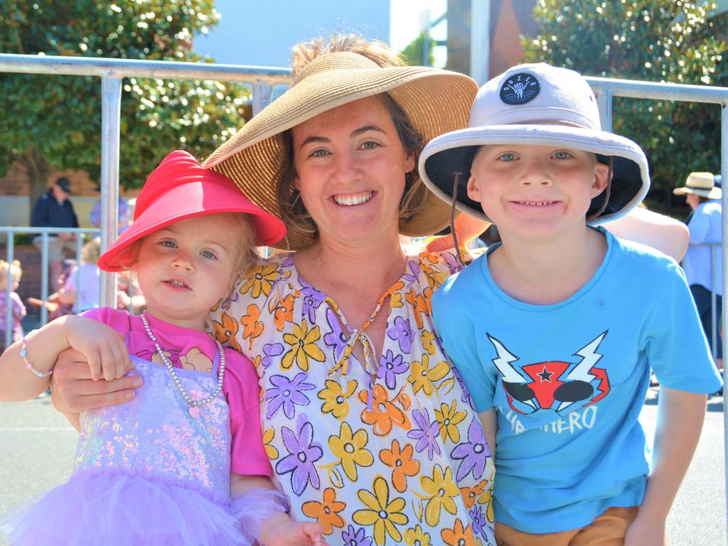 At the 2023 Grand Central Floral Parade are (from left) Jordan, Casey and Zayne Richards. Picture: Rhylea Millar