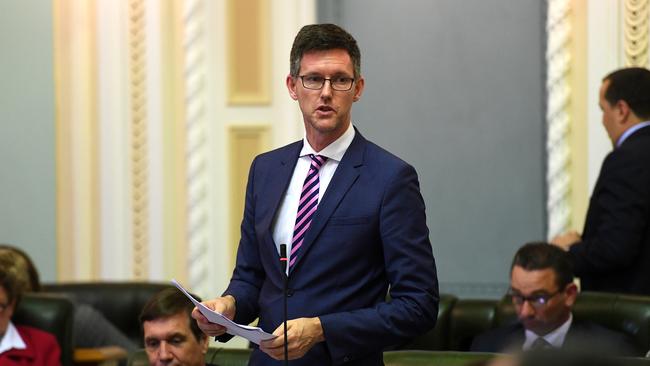 Queensland Transport Minister Mark Bailey speaks during Question Time at Parliament. Picture: AAP