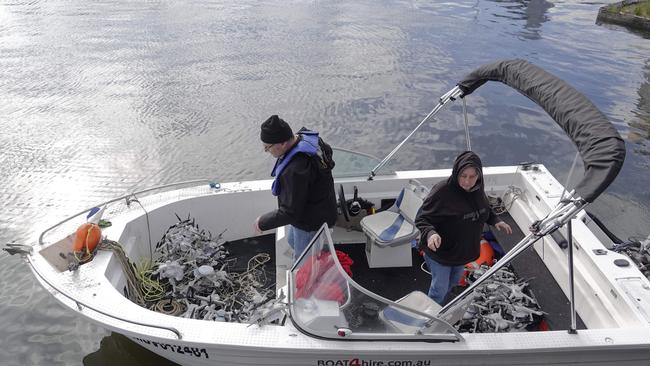 The drones suffered a technical glitch during a light display and plunged into the water. Picture: Valeriu Campan