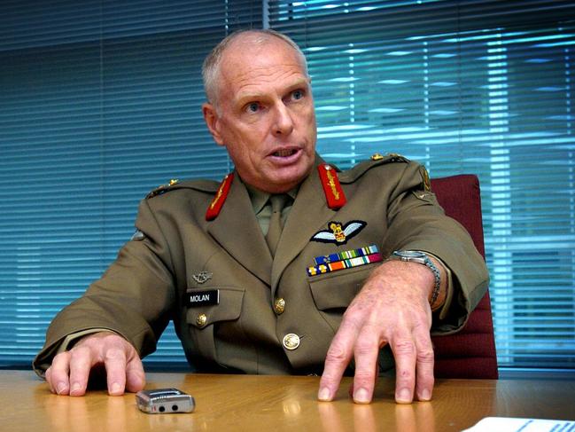 Major General Jim Molan at Defence headquarters in Canberra.