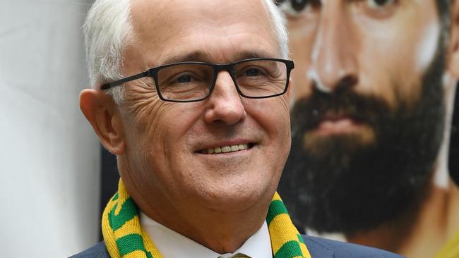 Malcolm Turnbull at the Socceroos celebration in Martin Place, Sydney, yesterday. Picture: AAP