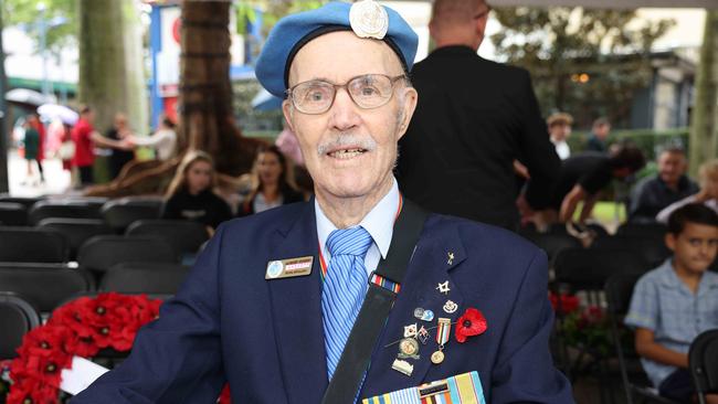 Albert Eddie Grocott at the Surfers Paradise RSL Anzac Day noon service 2025 at Cavill Park for Gold Coast at Large. Picture, Portia Large.