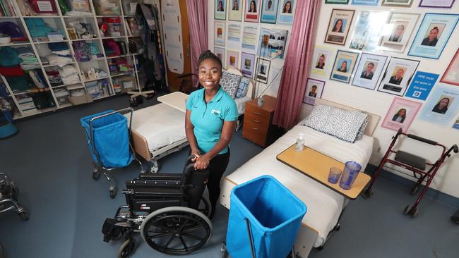 Shaona Imaru, 20, an aged care nurse. She was one of many to benefit from government advice about which jobs will be in demand in the future. Pic Tait Schmaal.