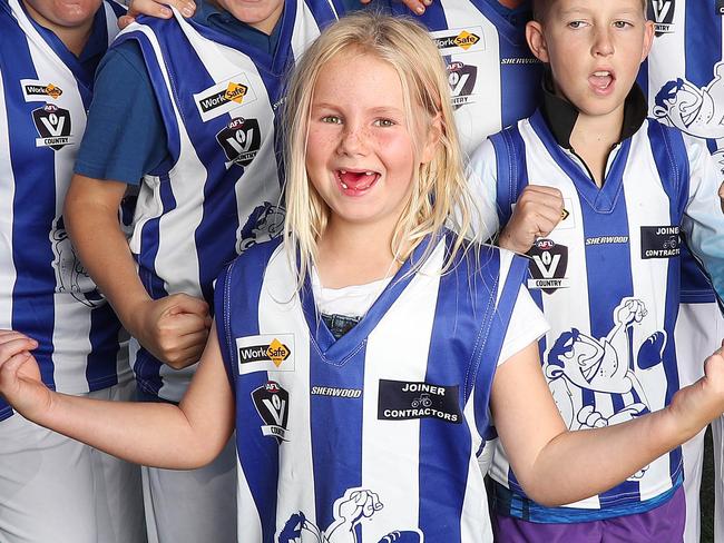 Funding for Buchan Footy Club.  22/02/2020.  Buchan footy club has received $5000 from the AFL to help rebuild the club. Buchan players and their families are pumped with the grant from the AFL . Pic: Michael Klein