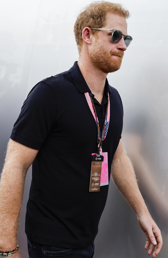 Prince Harry, Duke of Sussex walks in the Paddock prior to the F1 Grand Prix of United States at Circuit of The Americas on October 22 in Austin, Texas. Picture: Chris Graythen/Getty Images