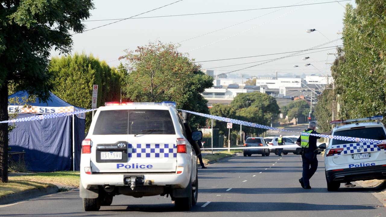 Emergency services at the scene on Albert Road Preston where a person has fallen from a hot air balloon. Picture: NCA NewsWire / Andrew Henshaw