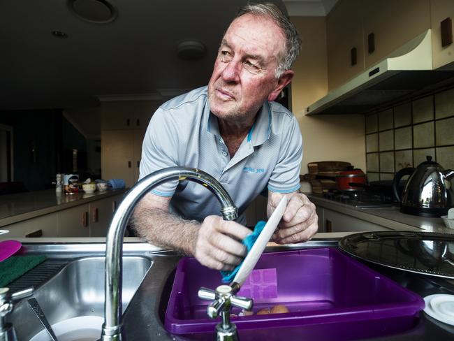 As a former master plumber, Max Hunter is well equipped to monitor his water usage. Picture: Lachie Millard