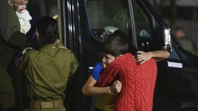 French-Israeli hostage, 12-year-old Eitan Yahalomi, reunited with his mother, following his release by Hamas from the Gaza Strip, in Tel Aviv on November 28, 2023. Picture: AFP