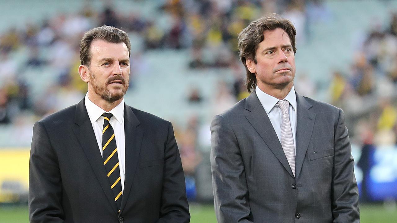 Richmond CEO Brendon Gale and AFL boss Gillon McLachlan. Photo: Michael Klein