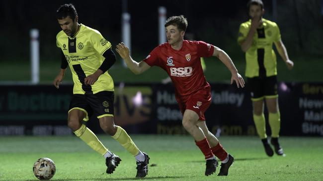 Former Newcastle Jets player Nikolai Topor-Stanley playing for Lambton Jaffas FC in the NNSW Australia Cup qualifiers. Picture: Sproule Sports Focus