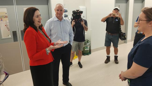 PREMIER Annastacia Palaszczuk meets local nurse Liz Bella's in the new Gladstone Hospital $42 million emergency department.