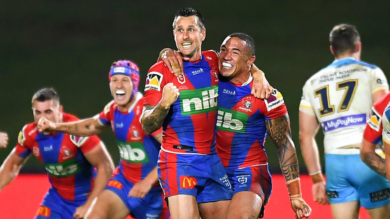 Mitchell Pearce’s big-game experience will be vital for the Knights against the Eels. Picture: Albert Perez/Getty Images