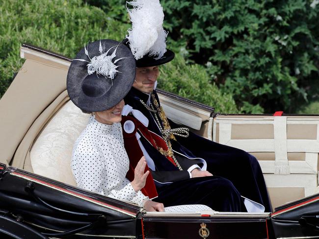 The Wales’ ride to the service. Picture: AFP