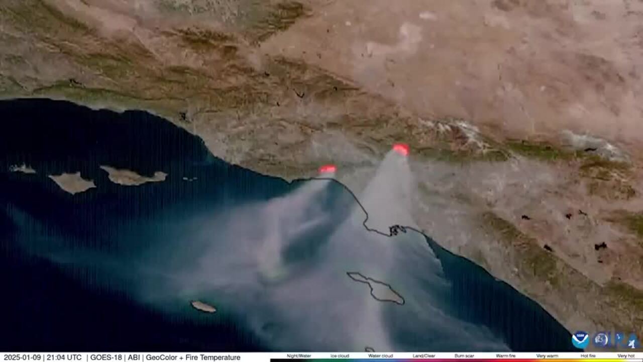 Satellite Imagery Shows Smoke Billowing From Fires Raging in LA Area