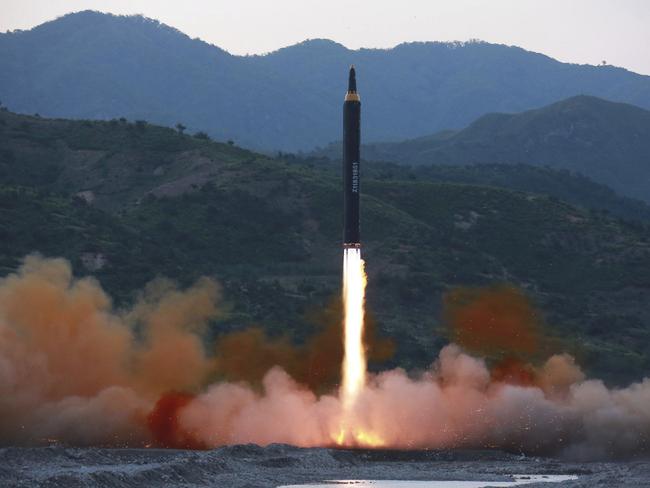 In this May this year, North Korea tested its Hwasong-12 ballistic missile. Picture: KCNA/AP