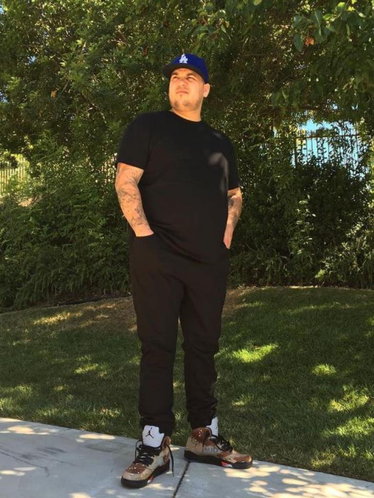 Rob Kardashian reveals his weight loss in a rare Instagram snap. Picture: Instagram