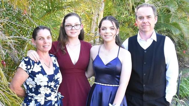 Yatala mum Julia May, 47, was killed in the crash, while her husband Jason, 46, and their daughters Taylah, 15, and Caitlyn, 17, were injured. Picture: Supplied