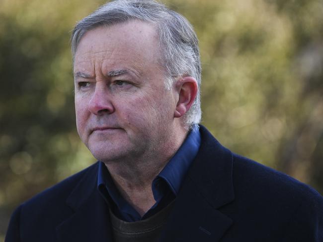 Australian Opposition Leader Anthony Albanese speaks to the media during a visit to Thredbo in NSW, Friday, June 19, 2020. (AAP Image/Lukas Coch) NO ARCHIVING