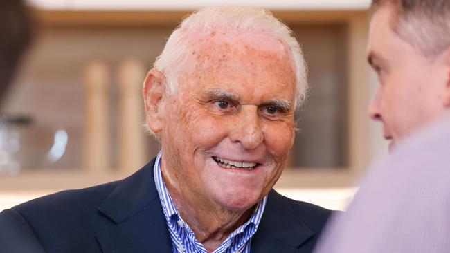 Walker Corporation Founder and executive chairman Lang Walker chats during opening the Riverlea Estate. Picture: Russell Millard