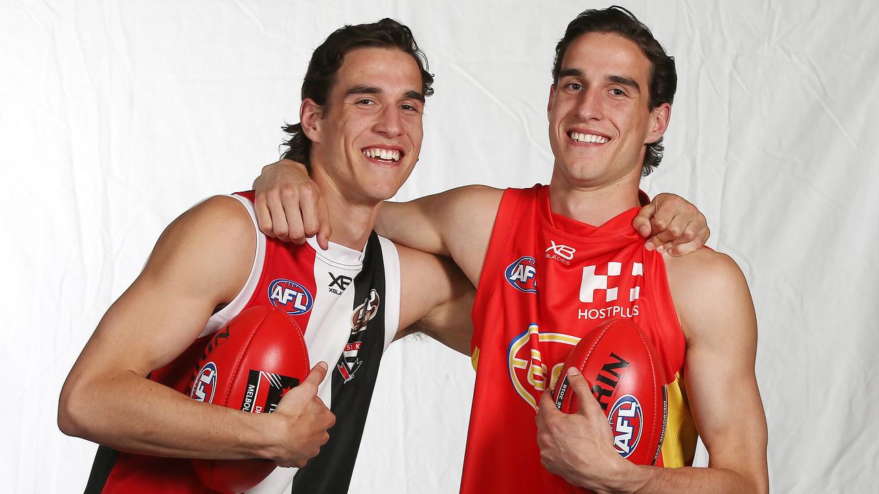 Max King (St Kilda) and Ben King (Gold Coast) all smiles after being drafted. Picture: Michael Klein