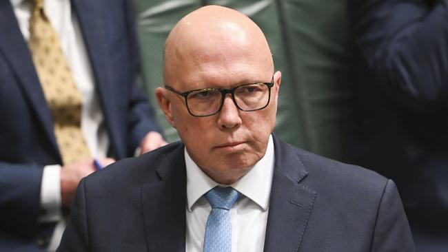 Leader of the Opposition Peter Dutton during Question Time at Parliament House in Canberra. Picture: NewsWire / Martin Ollman