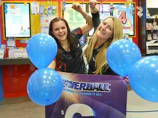 Nextra's Kelly Goatham and Lauren Thompson are part of the staff that sold a $2 million winning Powerball ticket in Gympie. Picture: Renee Albrecht