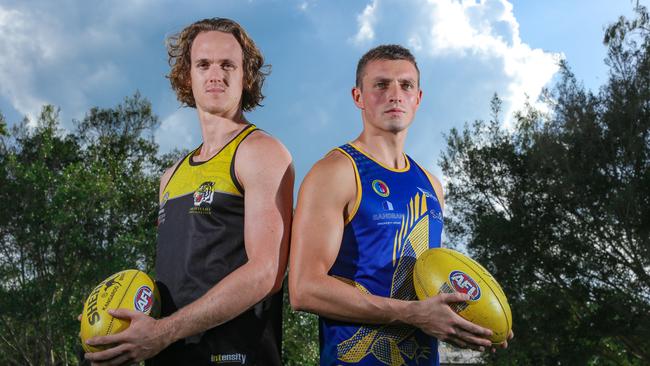 Watch all the action of the NTFL 21-22 season live streaming on the NT News with Nightcliffs Ryan Nyhuis and Wanderers Daniel Clee.Picture: Glenn Campbell