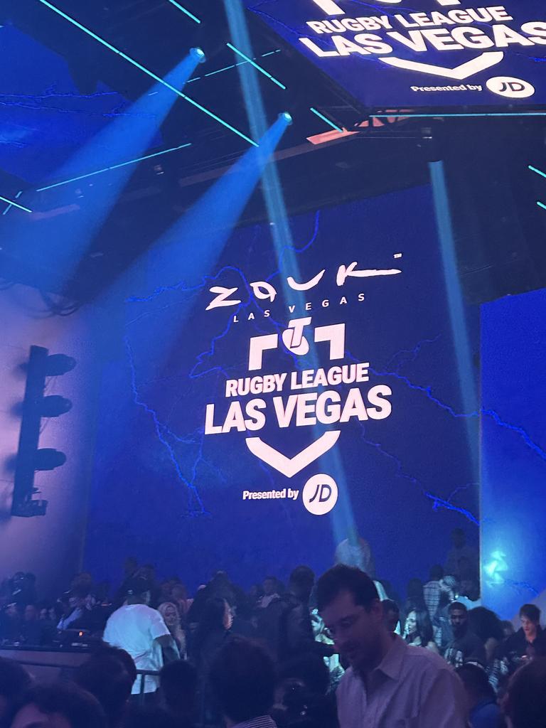 NRL advertising during T-Pain's performance at the NRL after-party at Zouk Nightclub in Resorts World, Las Vegas.