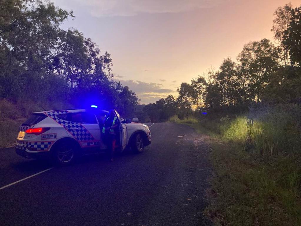 Police near the scene of a serious crash on Kuttabul Mount Jukes Rd at Kuttabul about 4.40pm Tuesday, March 1, 2022. Picture: Madeleine Graham