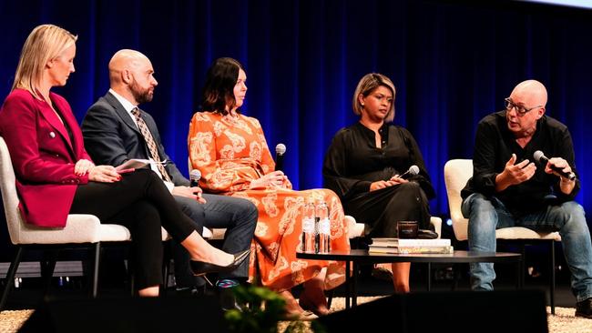 Mirvac chief stakeholder relations &amp; customer officer Amy Menere, Aveo Group chief executive Tony Randello, Frasers Property delivery &amp; operations general manager Nicholle Sparkes, Lendlease Communities managing director Ranisha Clarke and Commercial &amp; General chief executive Trevor Cooke at the Property Council's annual congress in Adelaide.