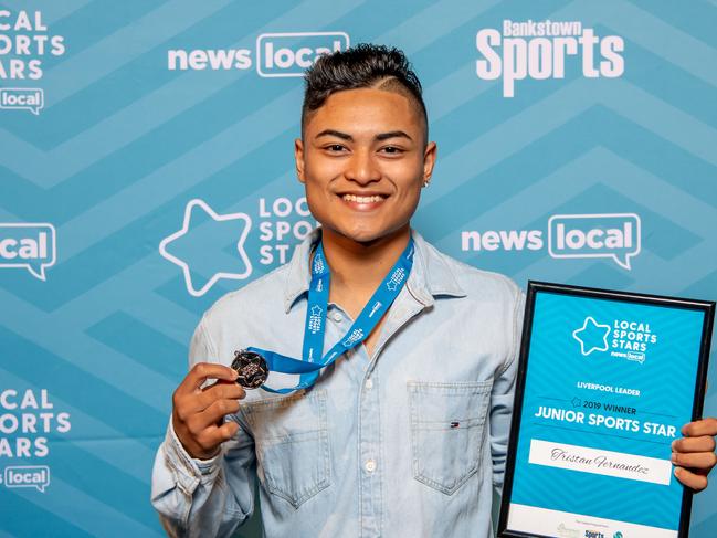 AAP.LOCAL SPORTS STAR AWARDSTristan Fernandez, Taekwondo - 2019 Junior Sports Star Winner for Liverpool Leader poses for a photo at Bankstown Sports Club Grand Ballroom on Wednesday, 23 October 2019.  (AAP IMAGE / MONIQUE HARMER)